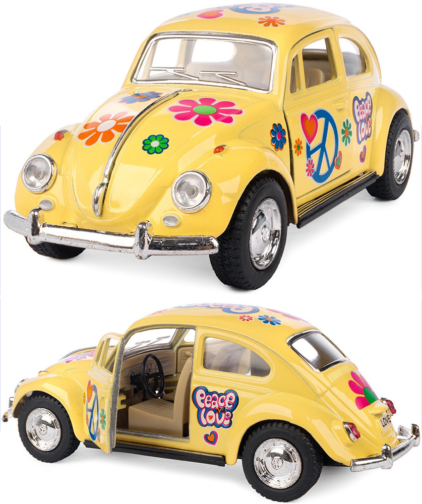 Машинка металлическая Kinsmart 1:32 1967 Volkswagen Classical Beetle (Жук) 5375DFKT инерционная, двери #1