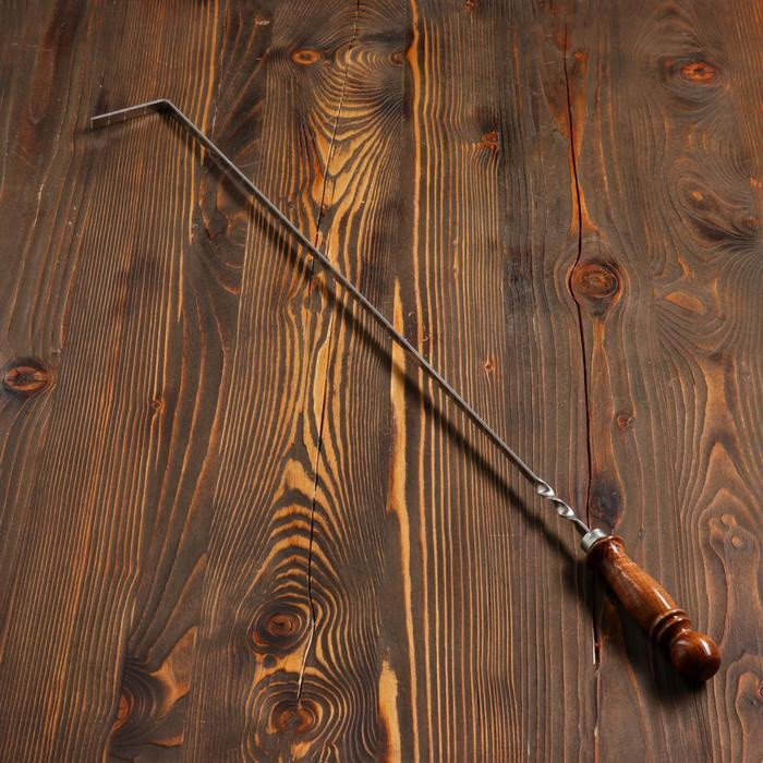 Шафран, Кочерга узбекская с деревянной ручкой, с узором, 60/1 см, полная длина 82 см, сталь 3 мм  #1