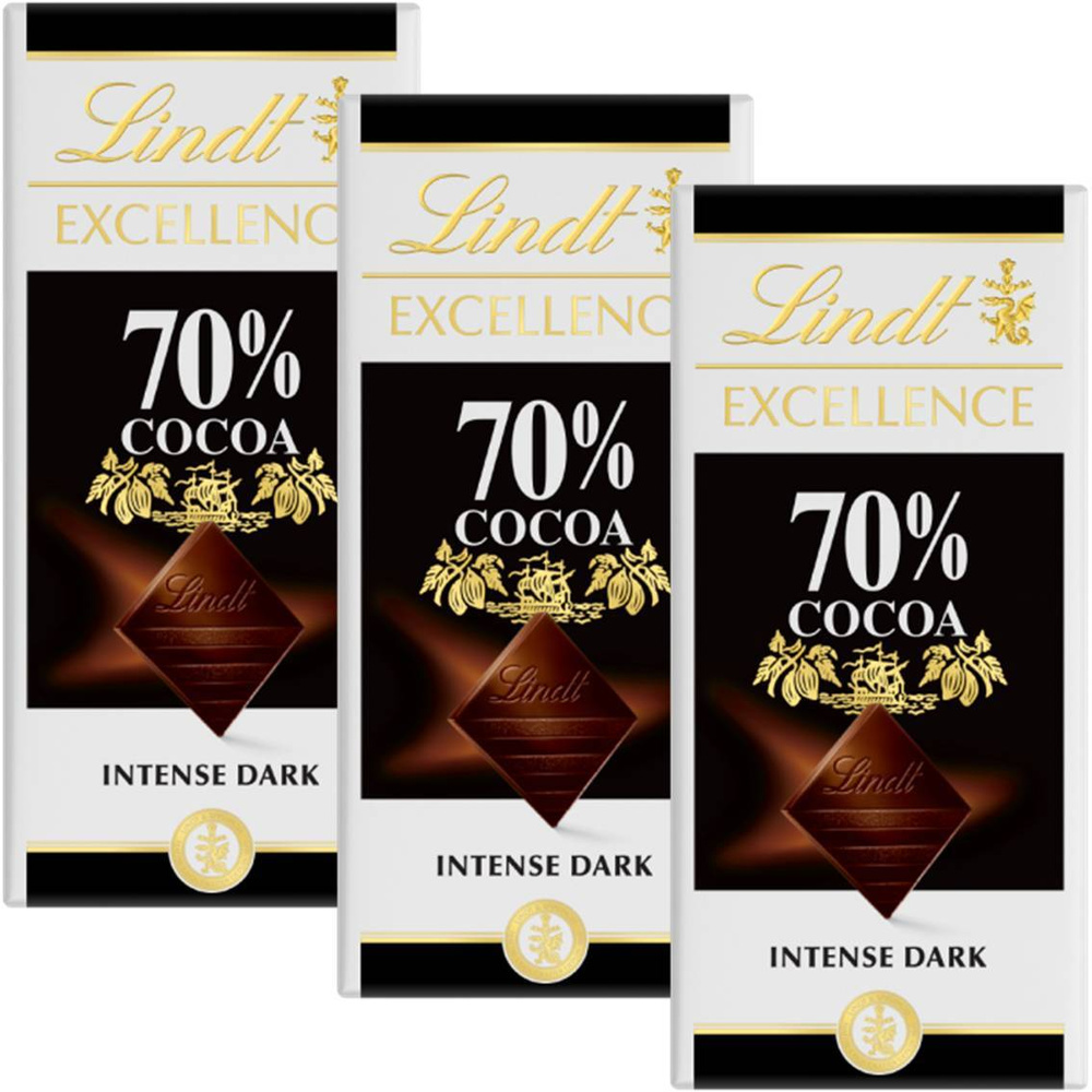 Шоколад LINDT EXCELLENCE Горький 70% Какао 100г 3штуки #1
