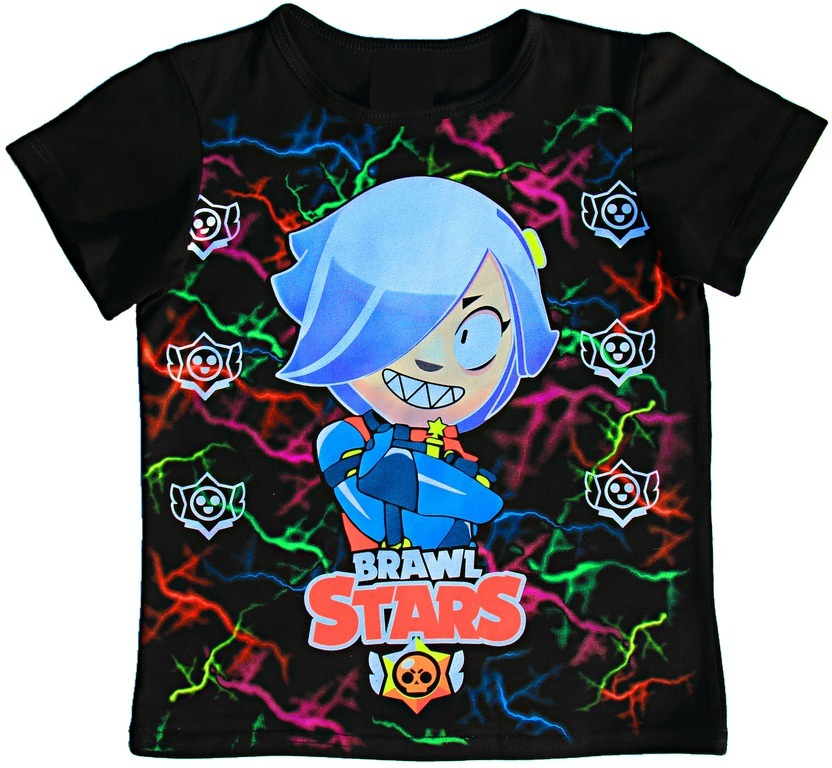 Футболка Brawl Stars, размер 116, цвет черный, 95 % хлопок, 5% эластан ...