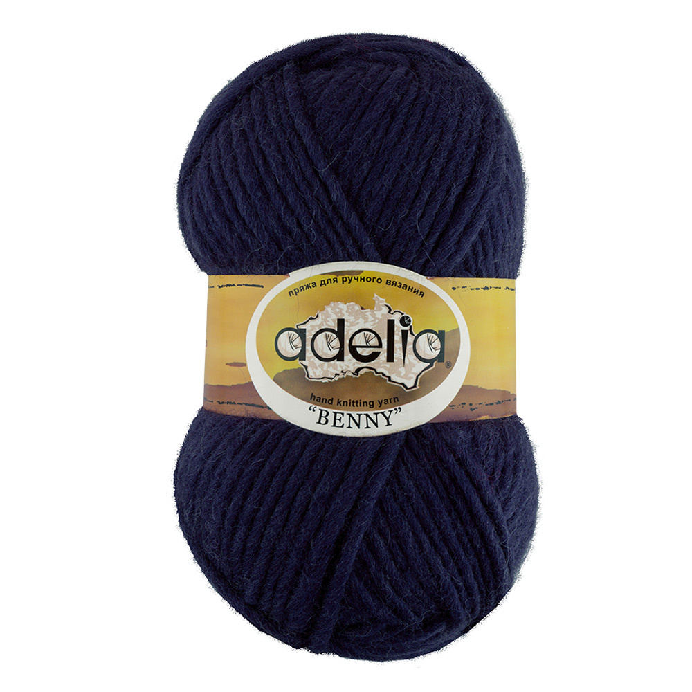 Пряжа ADELIA "BENNY" 100% шерсть 100 г 96 м №741 т.синий #1