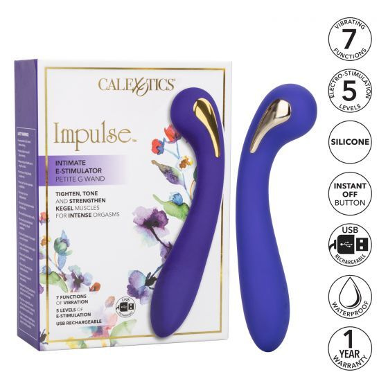 Фиолетовый вибромассажер с электростимуляцией Intimate Estim Petite G Wand - 19 см.  #1