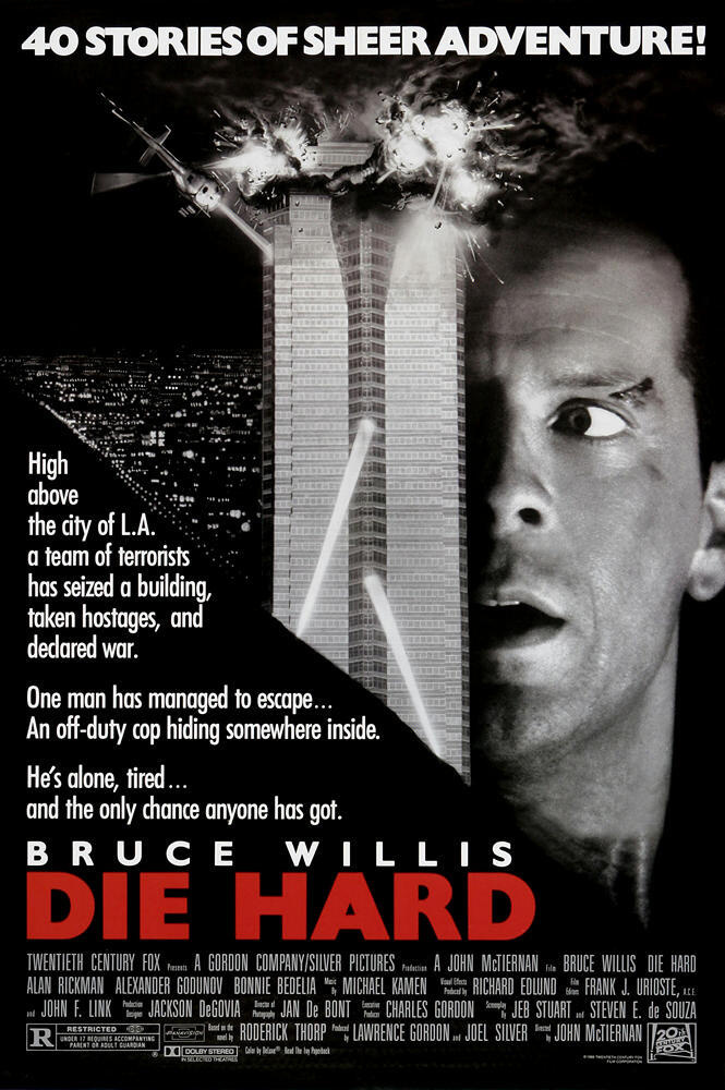 Постер Кино Крепкий Орешек (Die Hard) Брюс Уиллис (30х40 см) #1