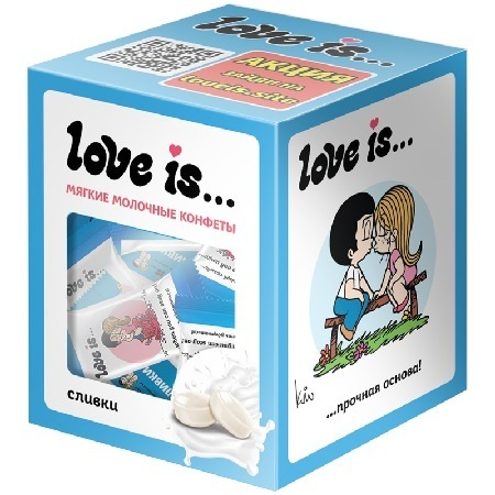 Сливочные жевательные конфеты Love is со вкусом сливок 105гр  #1