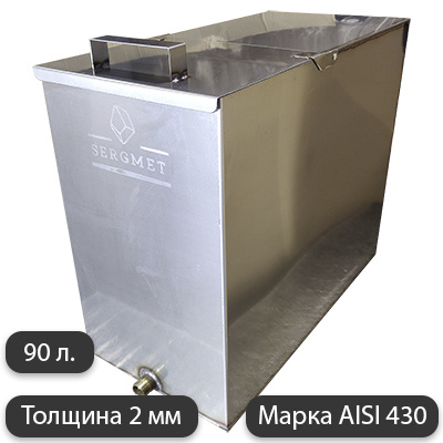 Бак для бани из нержавейки 90 л. 2 мм/AISI 430 (60х30х50 см) #1
