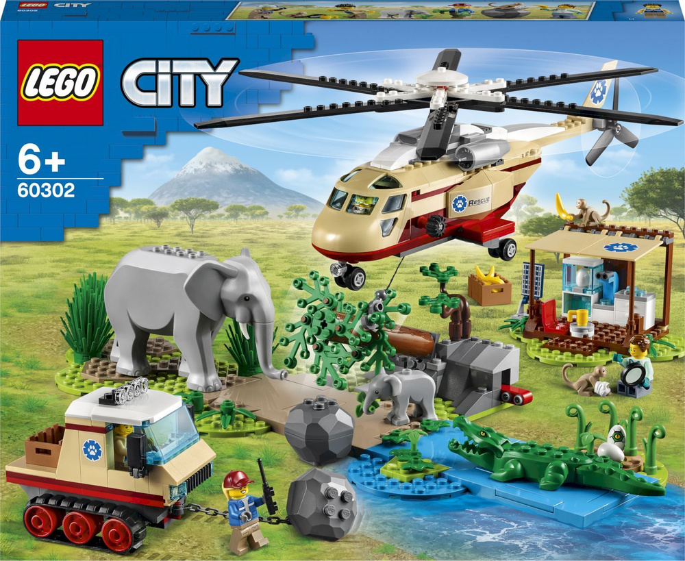 Конструктор LEGO City Wildlife Операция по спасению зверей, 157 деталей,  6+, 60302