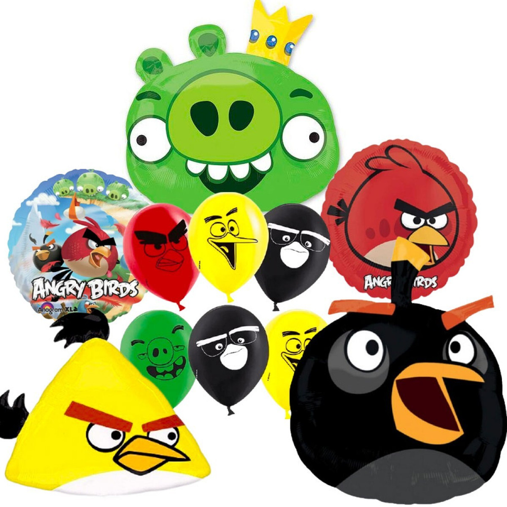 Набор фольгированных и латексных шаров Энгри Бердз, Angry Birds ...