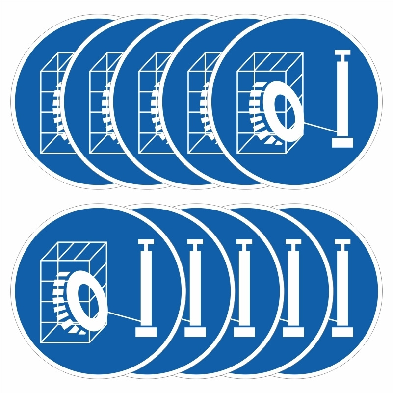 Знак-наклейка M35 "Накачивание Шин Производить В Защитном Устройстве" 100х100 мм самоклеящийся виниловый #1