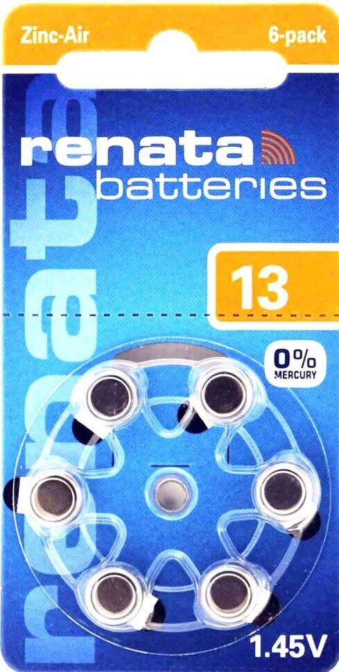 Батарейки для слухового аппарата Renata ZA13 / PR48 1.4В 6шт - купить с ...