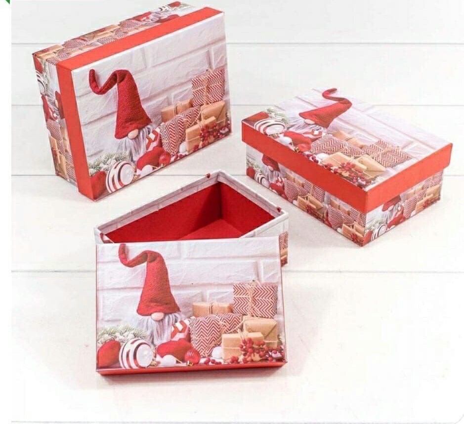 Подарочные картонные коробки, с рисунком Гномика, набор из 3 шт  #1