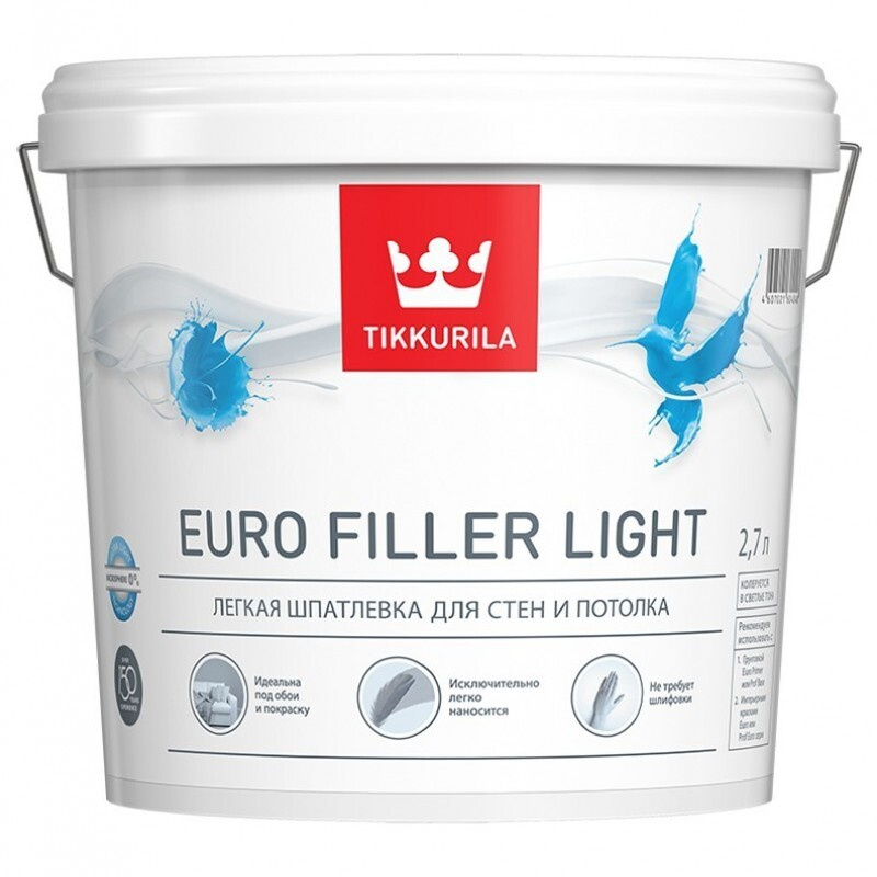 TIKKURILA EURO FILLER LIGHT шпаклевка финишная легкая для стен и потолков (2,7л)  #1