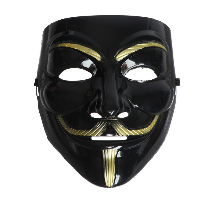 Карнавальная маска анонимуса "Гай Фокс" вендетта, цвет черный  #1