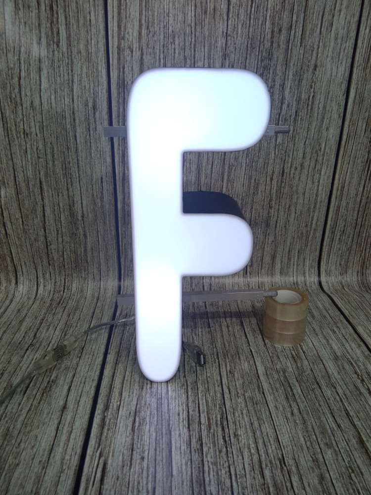 Светящиеся Объемные Буквы для Вывески Буква F (30см) Белое Свечение ...