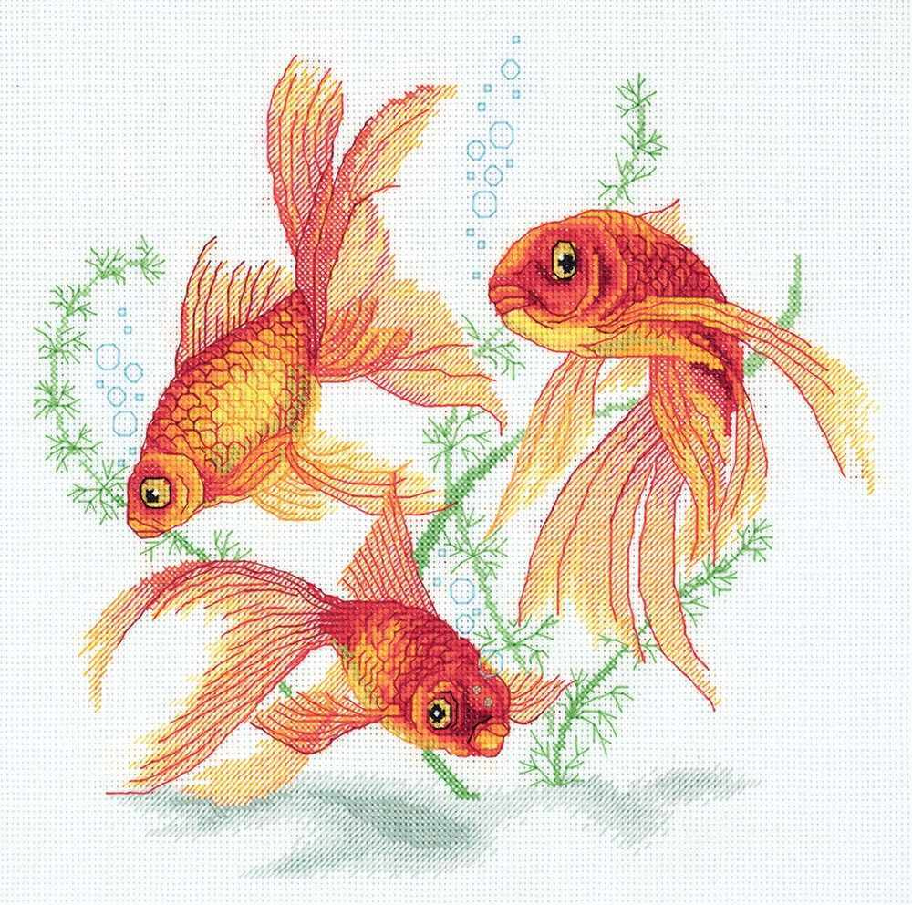 Набор для вышивания Panna R-7141 "Золотые рыбки", 24x22,5 см #1