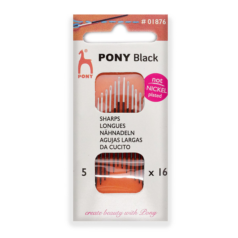 Иголки для шитья Pony BLACK Sharps, белое ушко, № 5, 16 шт, 01876 #1