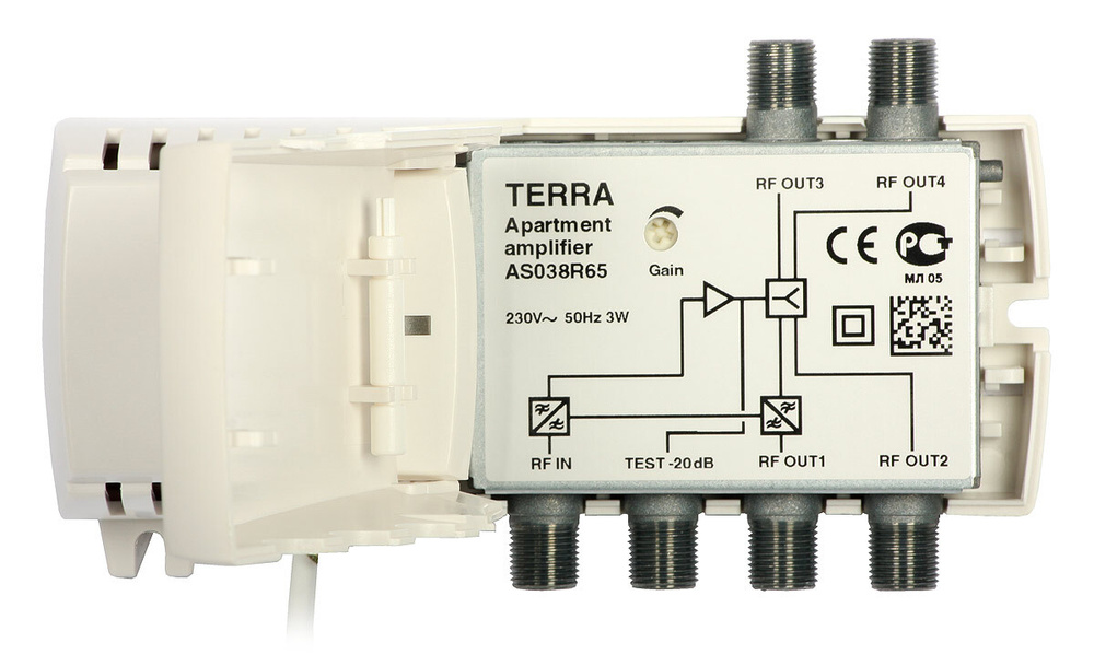 Усилитель телевизионного сигнала квартирный TERRA AS038 DVB-T2, 20Дб ...