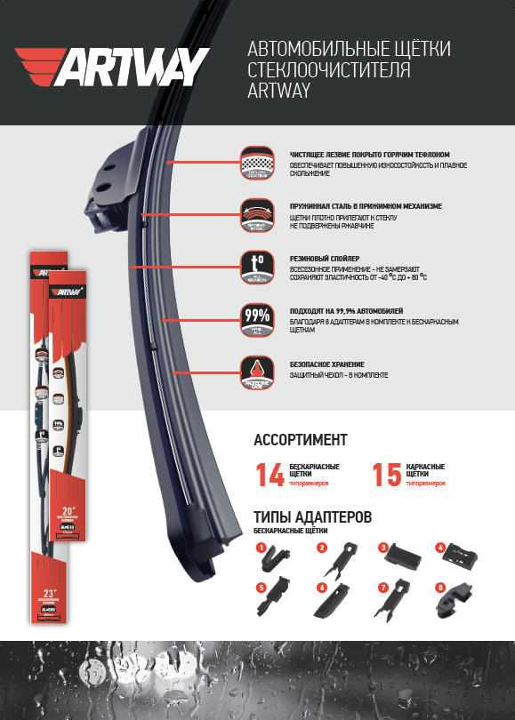 Дворник ARTWAY 700 мм AL-700 (28") бескаркасный #1