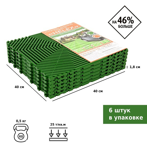 Модульное покрытие для садовых дорожек (плитка пластиковая напольная) Helex, 6 шт/уп, зеленый  #1