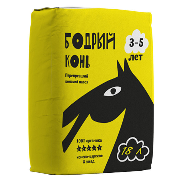 Удобрение органическое Конский навоз перепревший Бодрый конь 18л ...