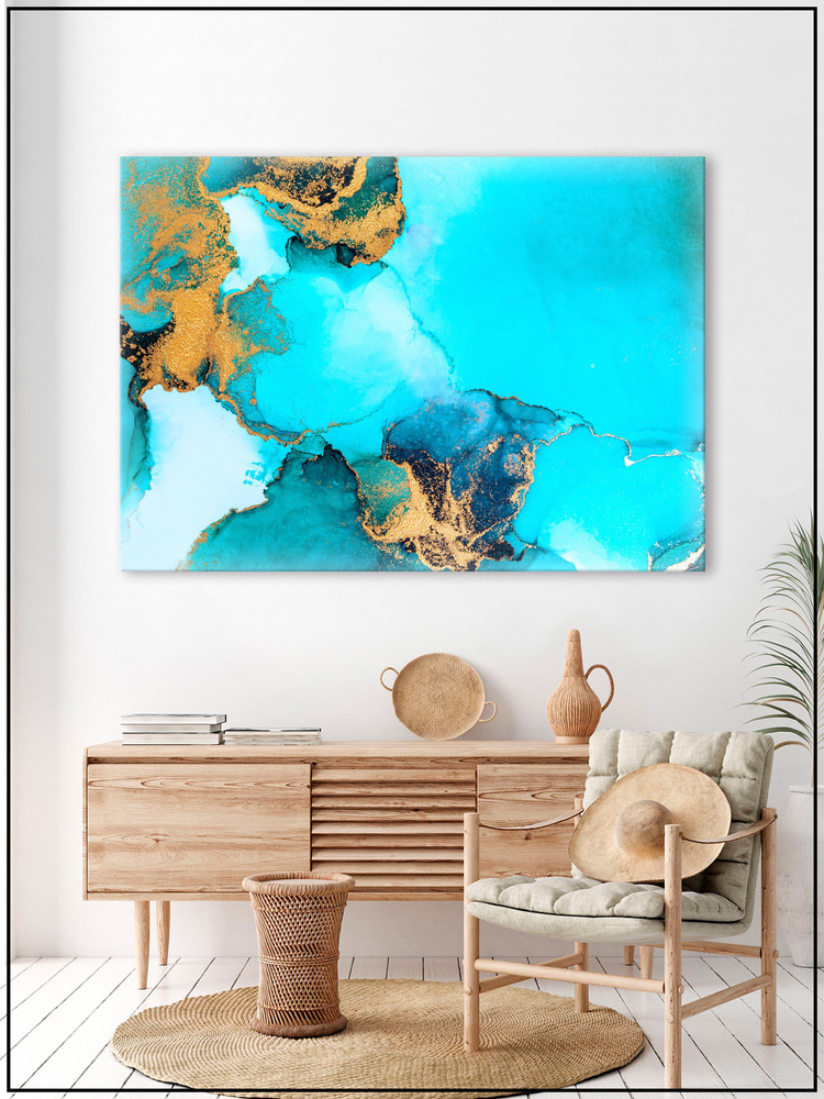 Картина на стену для интерьера "Абстракция жидкий мрамор" на натуральном холсте 70*100 см - купить по низкой цене в интернет-магазине OZON (593324331)