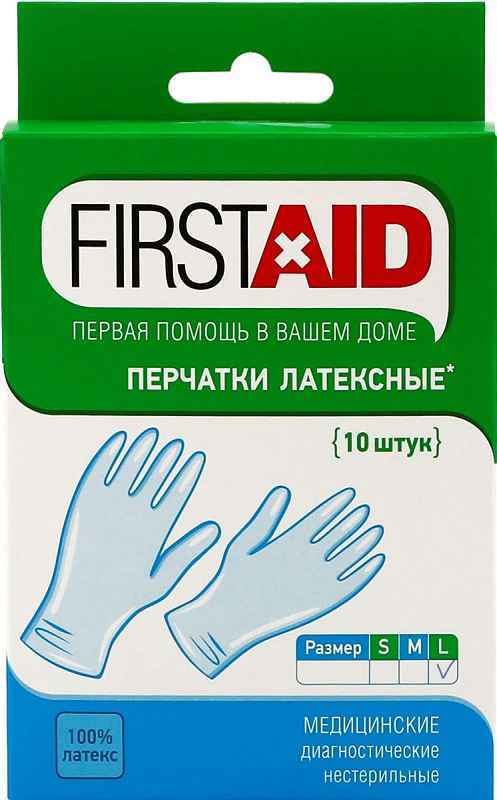 Перчатки смотровые латексные нестерильные опудренные ФЕРСТЭЙД (FirstAid ...