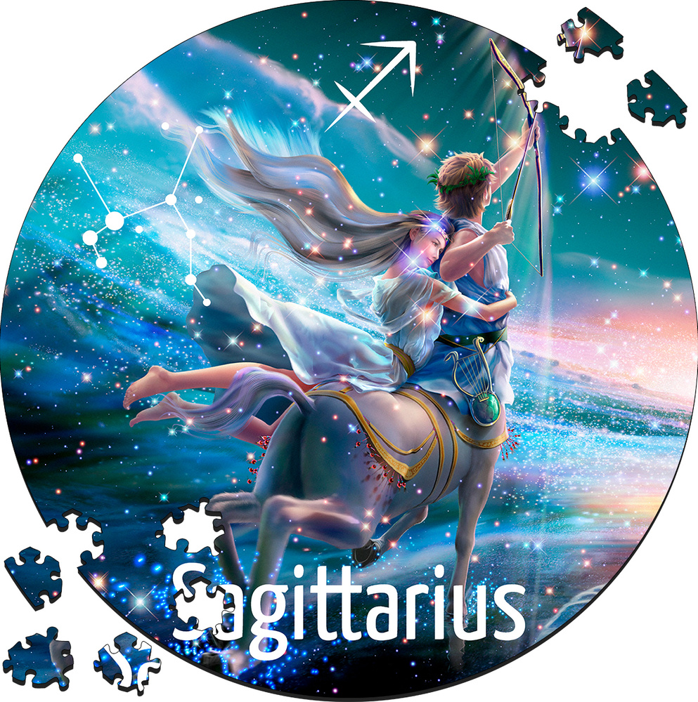 Деревянный пазл картина для детей и взрослых Знак Зодиака СТРЕЛЕЦ  SAGITTARIUS 30х30см 169 деталей