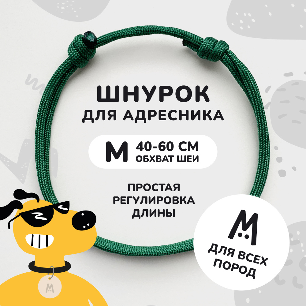 Шнурок для адресника для собак и кошек Anymeow / M (40-60 см) / зеленый  #1