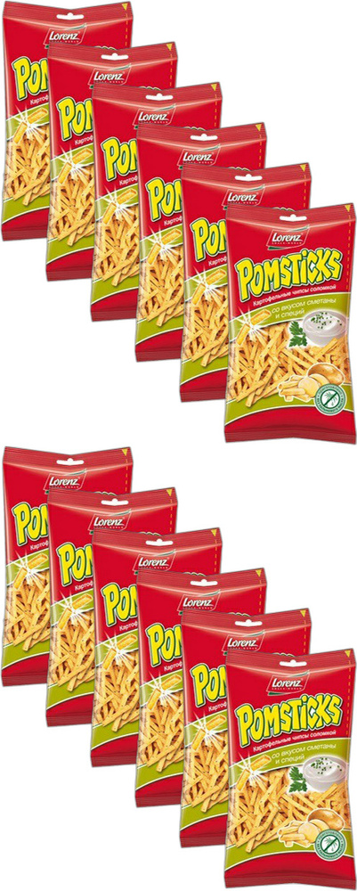 Чипсы картофельные Lorenz Pomsticks сметана и специи 100 г в упаковке, комплект: 12 упаковок  #1