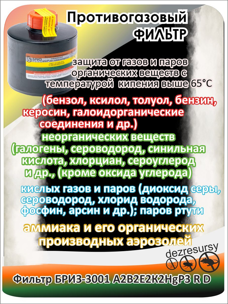 Фильтр для противогаза ППМ 88, угольный противогазовый комбинированный ...