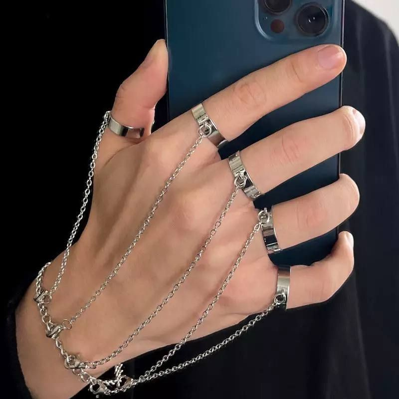 Комплект колец на цепочках, мужской браслет-цепочка , мужское украшение на руку - купить с доставкой по выгодным ценам в интернет-магазине OZON (686669750)