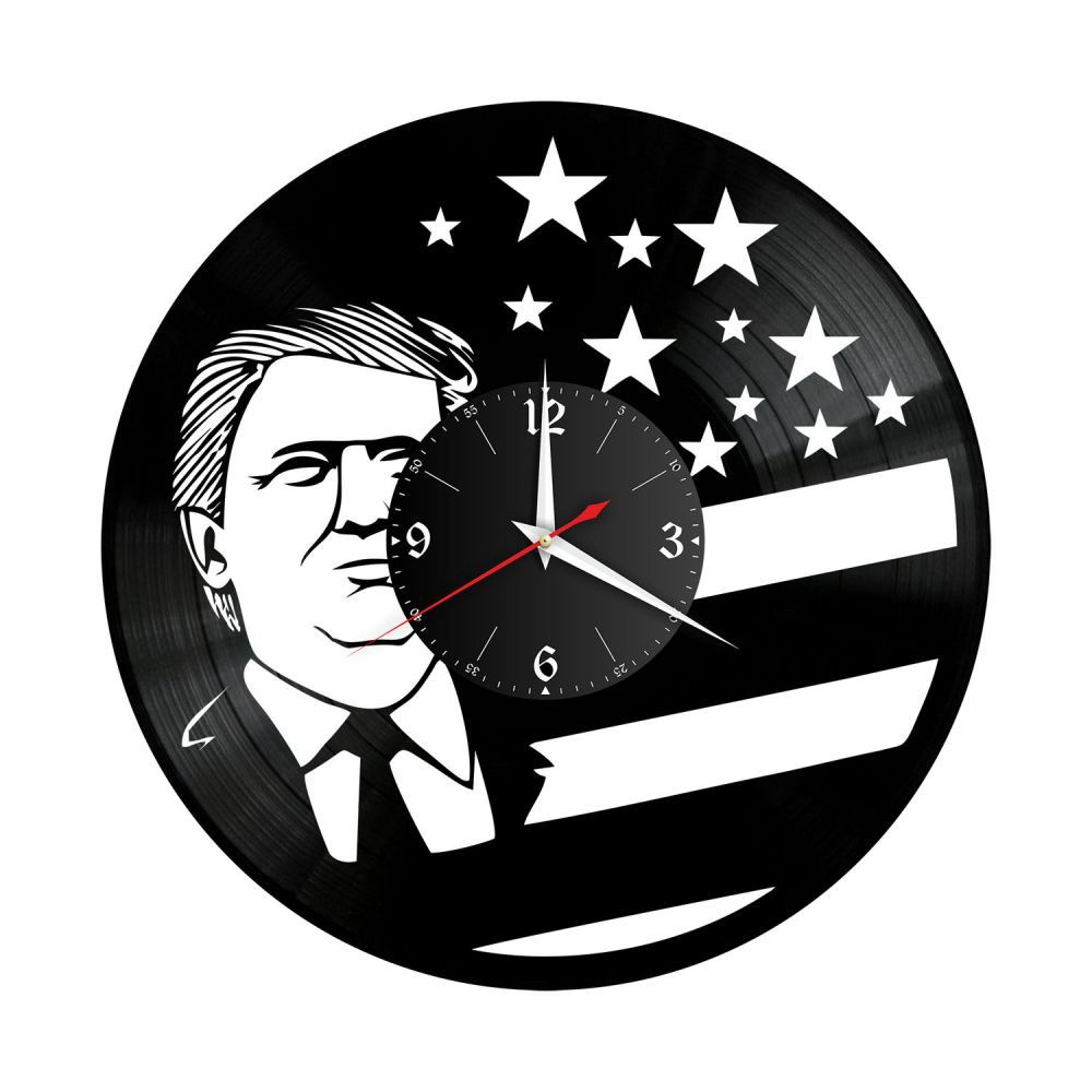 RedLaser Настенные часы "Дональд Трамп из винила, №1 ", 30 см #1