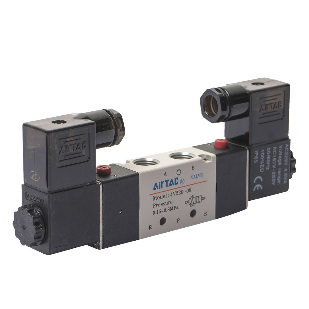 Пневмораспределитель 5/2 Airtac 4V220-08 (4V22008AG), G1/4 c двумя с ...