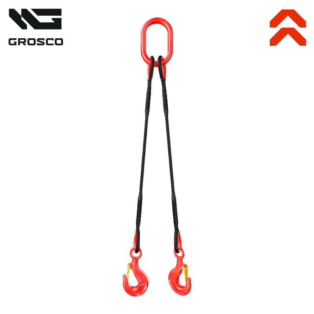 Строп канатный двухветвевой 2СК 0.8т / 8000 мм (8м) / Заплетка / GROSCO ...