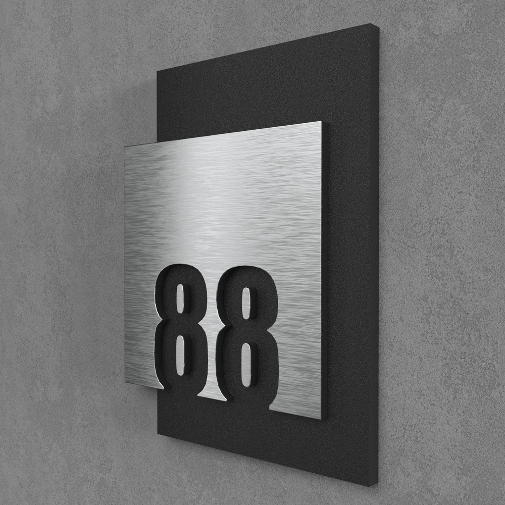 Цифры на дверь квартиры, табличка самоклеящаяся номер 88, 15х12см, царапанное серебро  #1