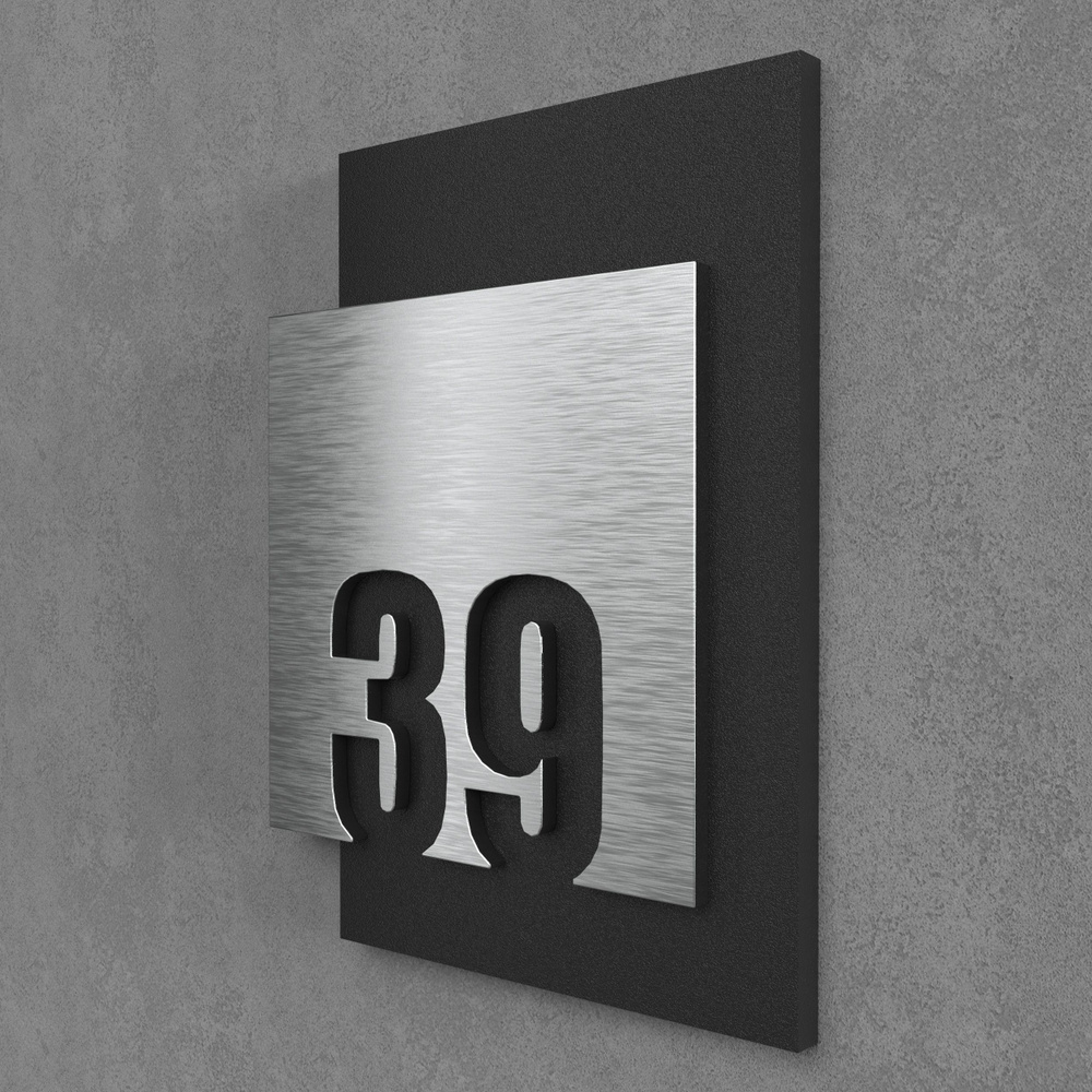 Цифры на дверь квартиры, табличка самоклеящаяся номер 39, 15х12см, царапанное серебро  #1