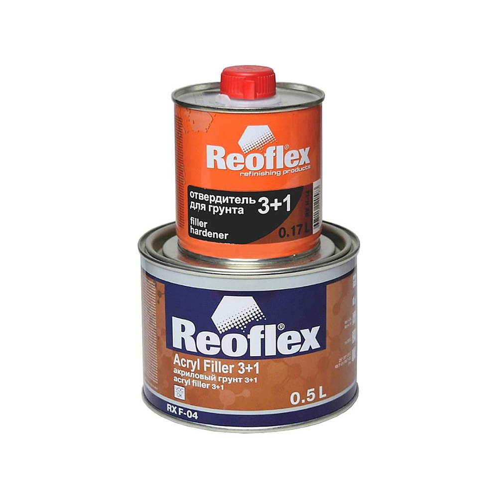 REOFLEX RX F-04 3+1 Acryl Filler Акриловый автомобильный грунт (черный) 0,5  л. с отвердителем 0,17 л.