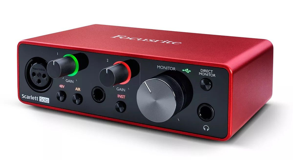 Focusrite Scarlett Solo (3-е поколение), красный/черный, внешняя