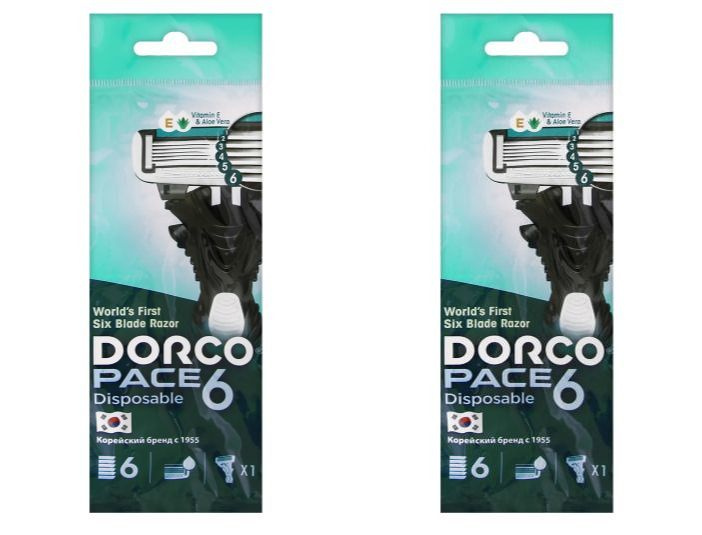 DORCO PACE 6 Станок для бритья одноразовый 6 лезвий, 1 шт. в уп., 2 уп  #1