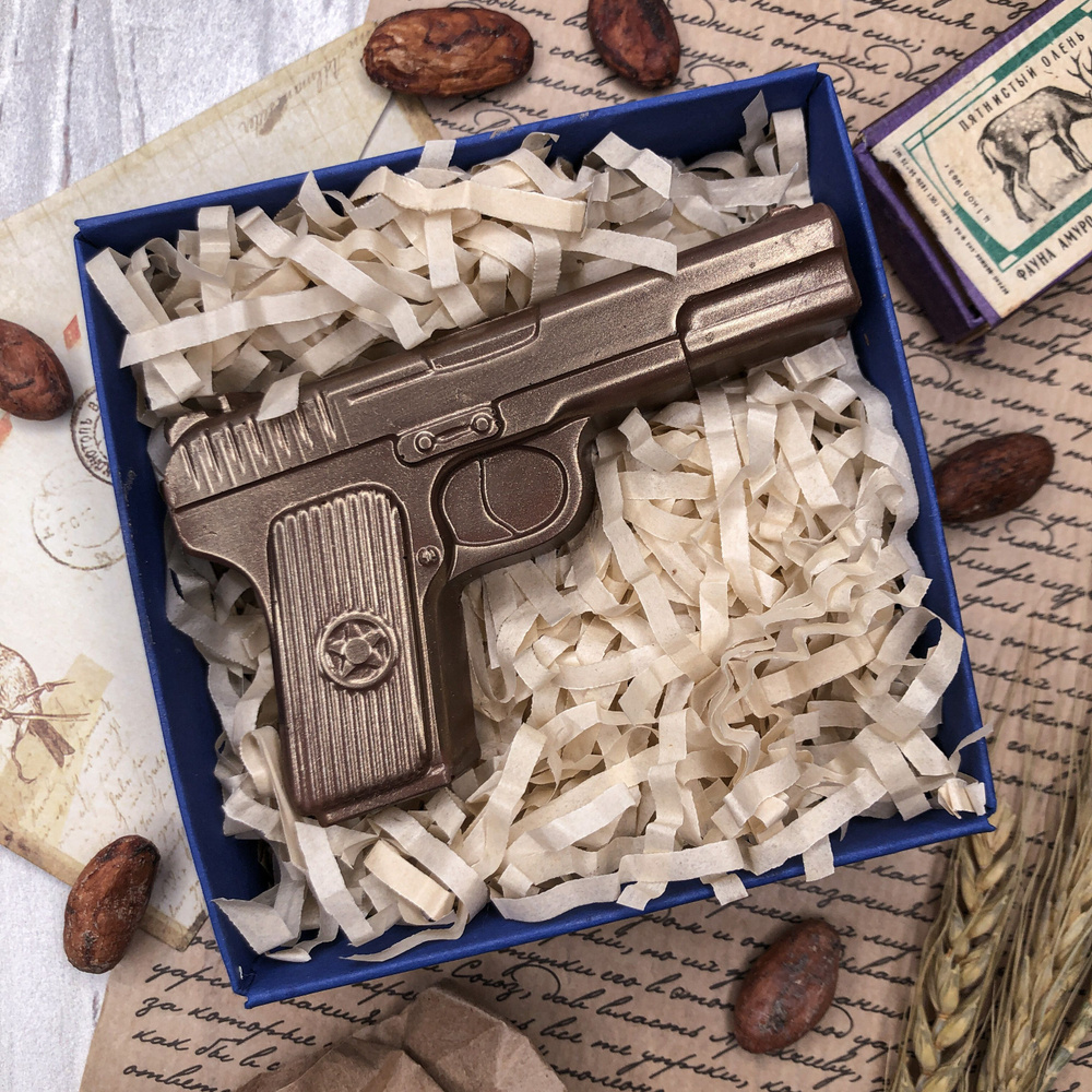 Шоколадная фигурка iChoco "Пистолет" одноцветный, бельгийский молочный шоколад, 70 гр.  #1