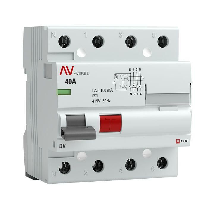 Выключатель дифференциального тока (УЗО) 4п 40А 100мА тип AC DV AVERES EKF rccb-4-40-100-ac-av  #1