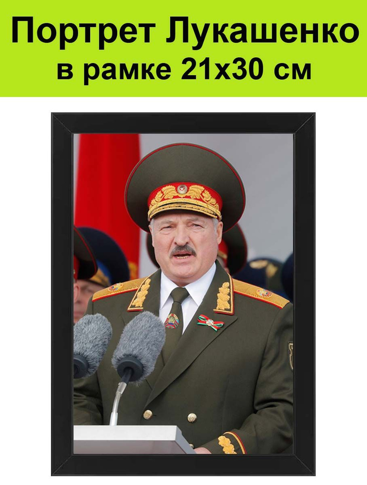 Портрет Лукашенко в рамке 21х30 см / картина, постер, плакат Александра ...