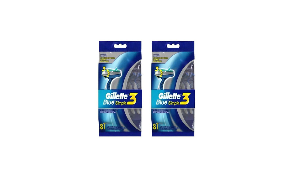 Gillette Бритва мужская Blue Simple 3, одноразовая, 2 упаковки по 8 штук  #1