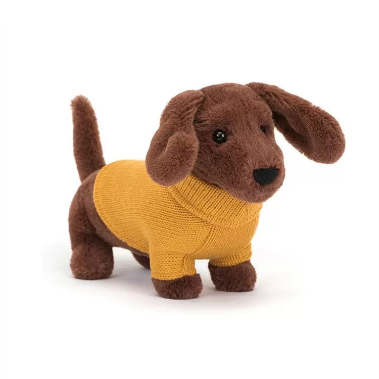 JELLYCAT Sweater Sausage Dog Yellow 14cm JIANG OZON 1506336465