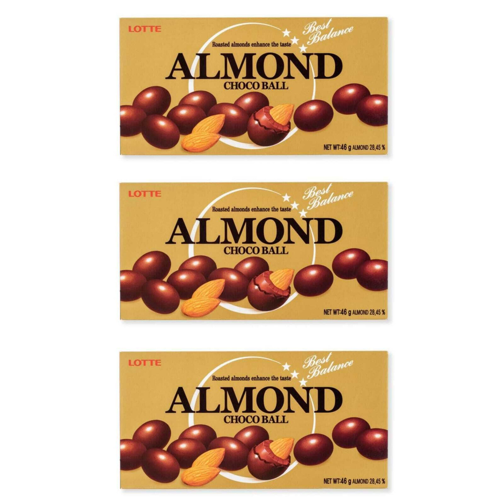 Миндаль в шоколаде Lotte Almond choco balls 46 г, 3 шт #1