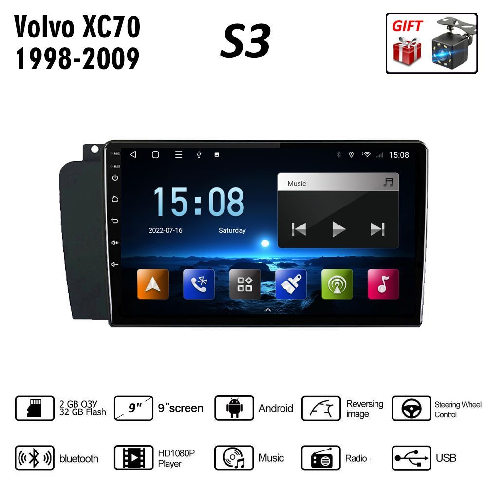 Штатная магнитола 2 дин Андроид Вольво XC70 V70 S60/Volvo XC70 V70 S60 ...