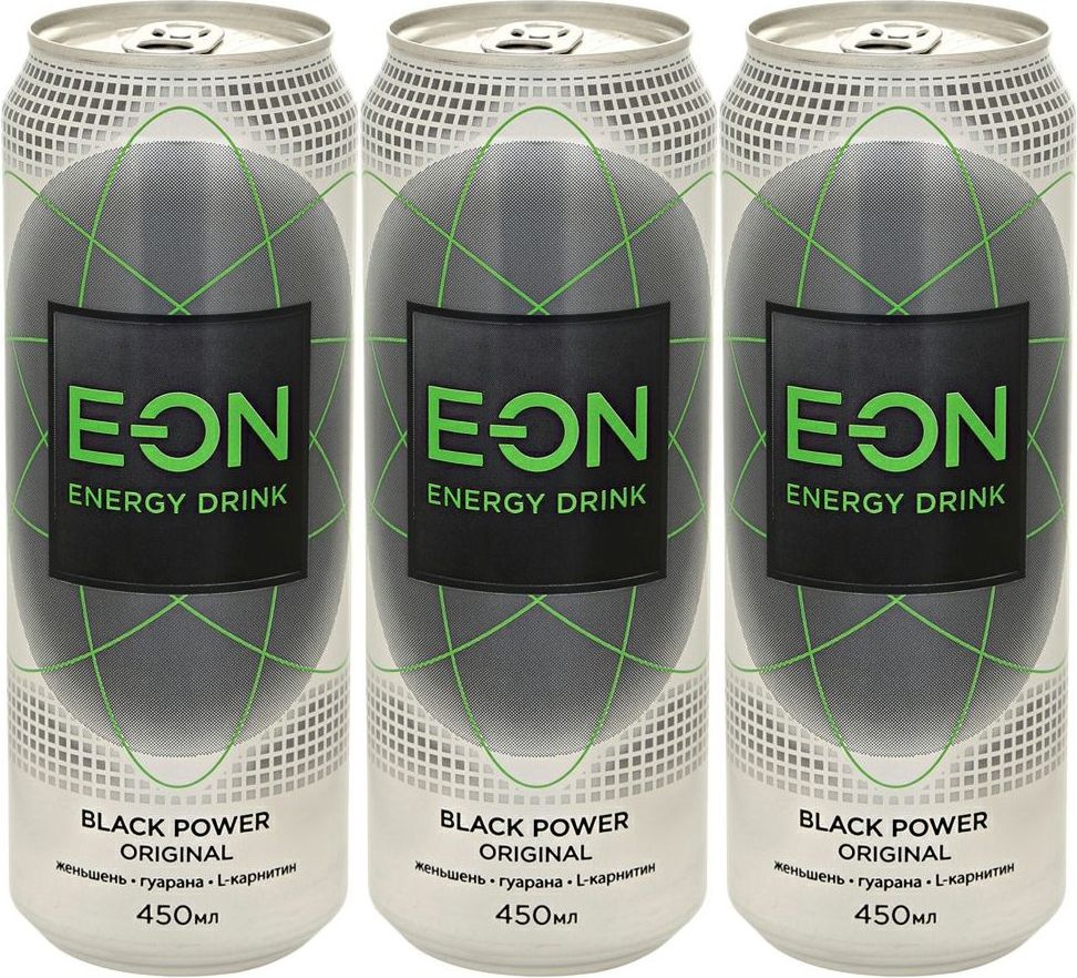 Напиток энергетический E-on Black Power безалкогольный, комплект: 3 упаковки по 450 мл  #1