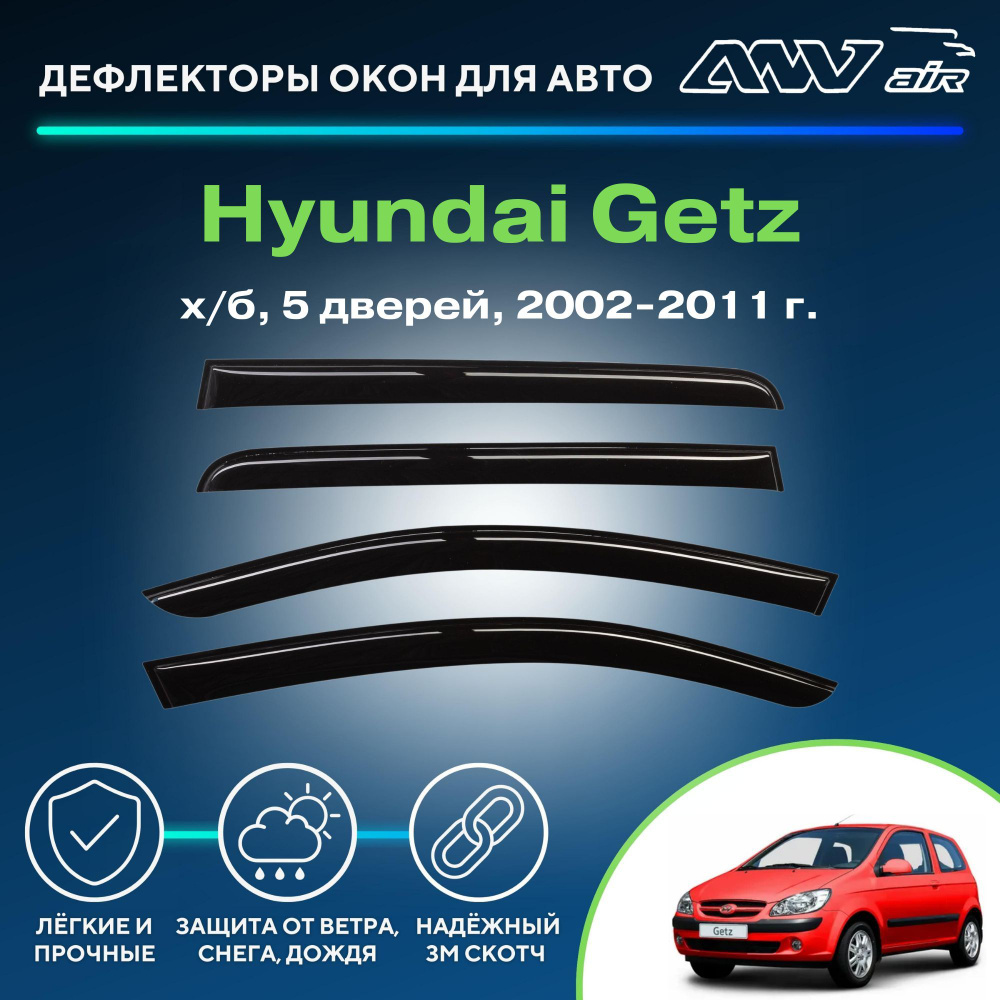 Дефлектор для окон ANV air ДК0060 Getz, Getz (2002-2011) купить по выгодной  цене в интернет-магазине OZON (229376186)