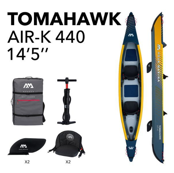 Каяк надувной AQUA MARINA Tomahawk AIR-K 440 14'5" S23 двухместный (440 x 78 см)  #1