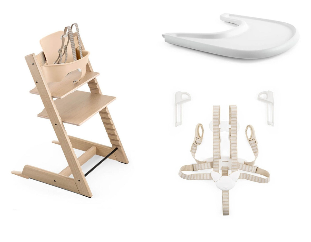 4 1 Stokke Tripp Trapp Oak Natural Baby Set White