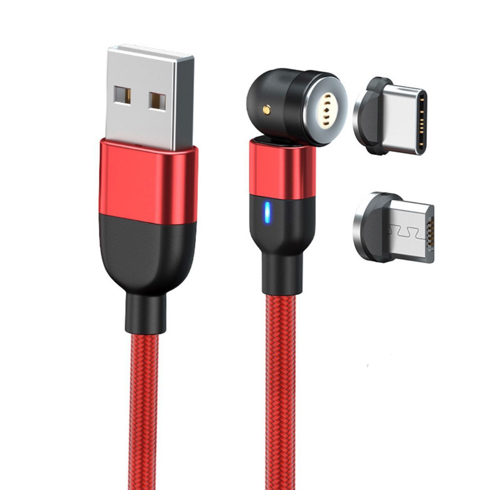 Кабель USB Type-C, microUSB Магнитный провод для зарядки телефона  вращающийся на 540 градусов_USB Type-C_microUSB - купить по низкой цене в  интернет-магазине OZON (1298171627)